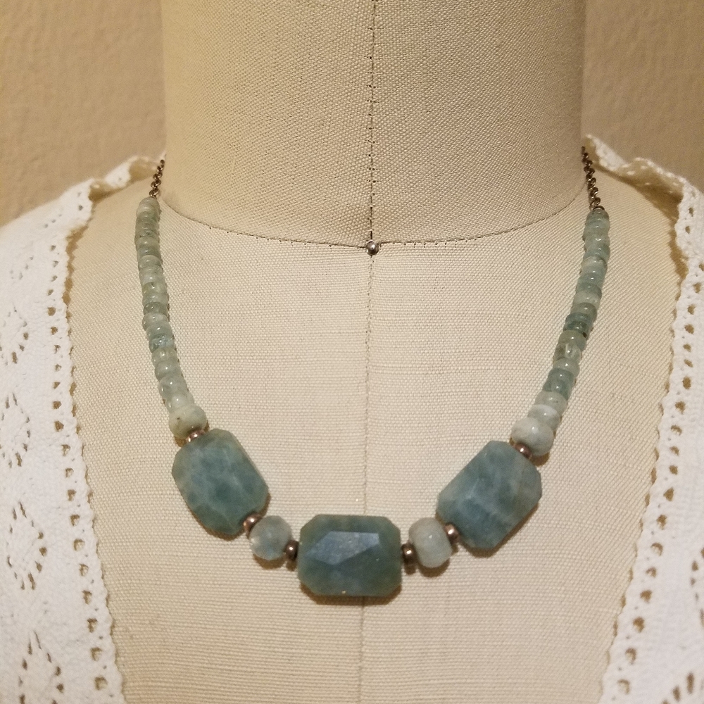 Genuine Aquamarine and Sterling silver necklace♡